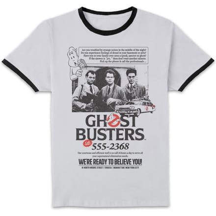 Ghostbusters Vintage Advert Unisex Ringer T-Shirt - White/Black - S