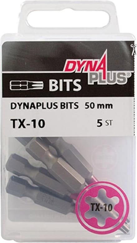 Dynaplus - Schroefbit - Torx 10 - 50mm - Roze (5 stuks)
