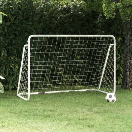 vidaXL - Voetbaldoel - met - net - 180x90x120 - cm - staal - wit