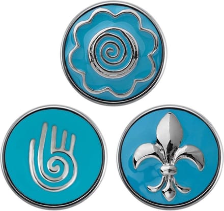 Quiges - Chunk 18mm Click Button Drukknoop Set van 3 Stuks Symbolen Licht Blauw Emaille - EBCMSET025