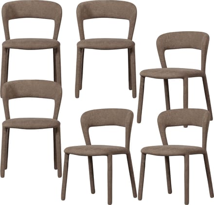 WOOOD Noble Eetkamerstoelen - Polyester - Taupe - Set van 6