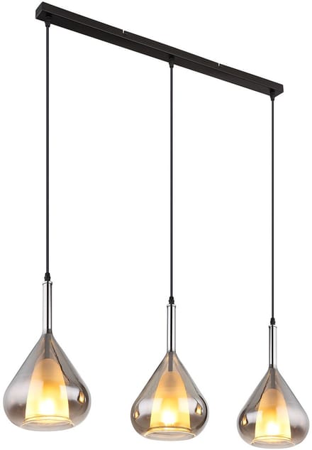 Globo - hanglamp - Geeky - zwart - glas - grote eettafellamp - E27 - 15542-3