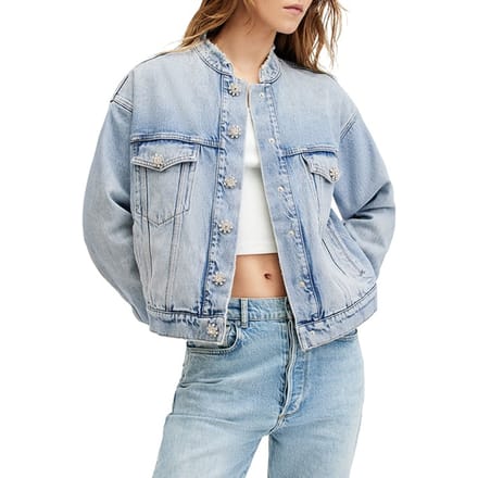 AllSaints Bella Diamond Jacket Light Indigo Größe: 6 | Jeansjacken Outlet | Damen | Blau