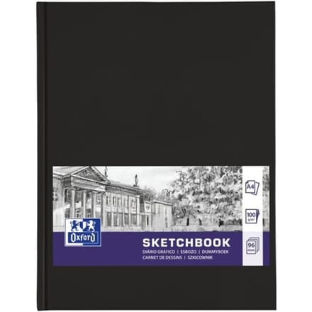 Oxford schetsboek - A4 - 96 vel - 100g papier - harde kaft - zwart