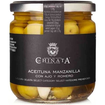 Olives Manzanilla avec Ail & Romarin - La Chinata