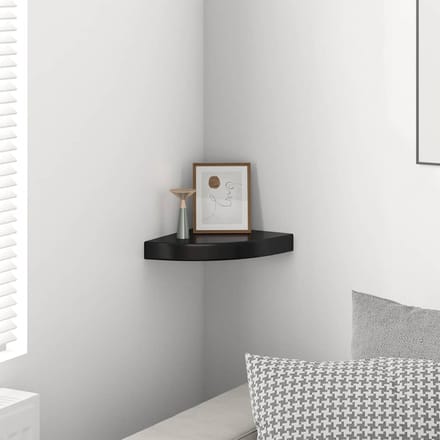 vidaXL - Hoekschap - zwevend - 25x25x3,8 - cm - MDF - hoogglans - zwart
