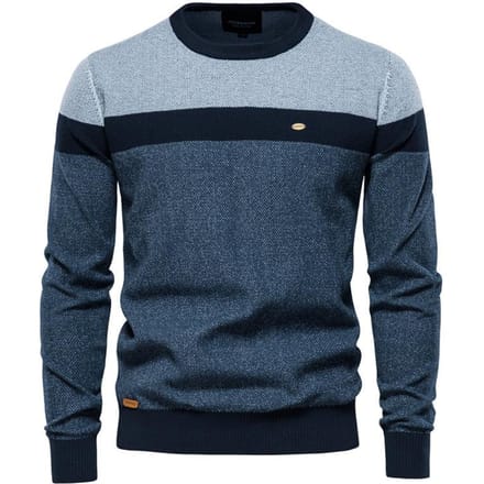 Trui Heren Herfst Nieuw Gestreept Splicing Lange Mouw Heren Gebreide Trui Mode Ronde Hals Heren Casual Trui XL gray
