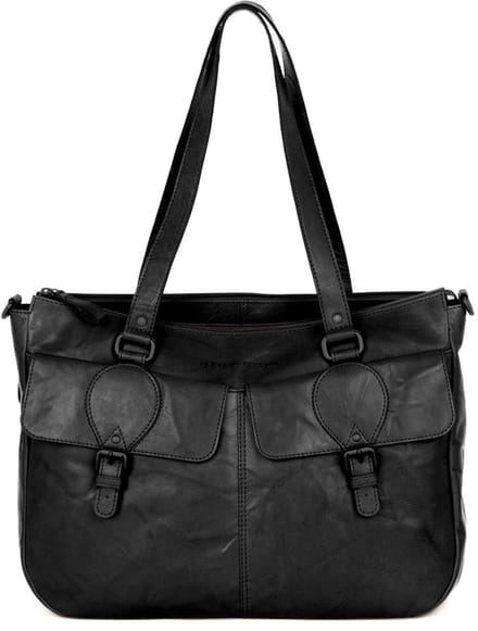Leren Laptop Schoudertas - 15.6 inch - Fee - Zwart