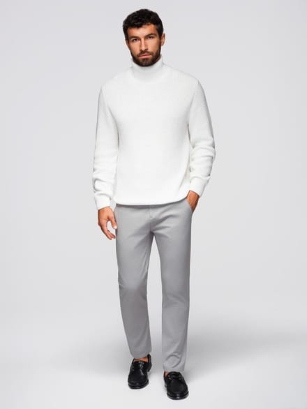 OMBRE Broek - Slim Fit - Katoen - Knopen Grijs S