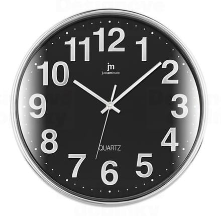 Lowell Justaminute 00816 Kwartsklok Cirkel Zwart, Chroom