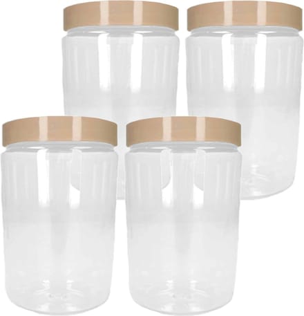 PlasticForte Voorraadpot/bewaarpot - 6x - 375 ml - kunststof - beige - B7 x H12 cm