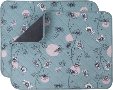 Wasbare plaspads 2-pack - waterdicht antislip zindelijkheidstraining pad - snel absorberend - groen madeliefje