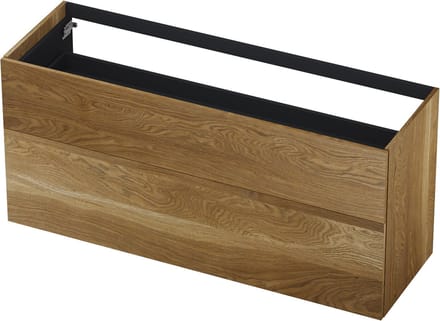 INK® wastafelonderkast 2 laden greeploos push to open echt hout 140x45x65cm, massief eiken aqua