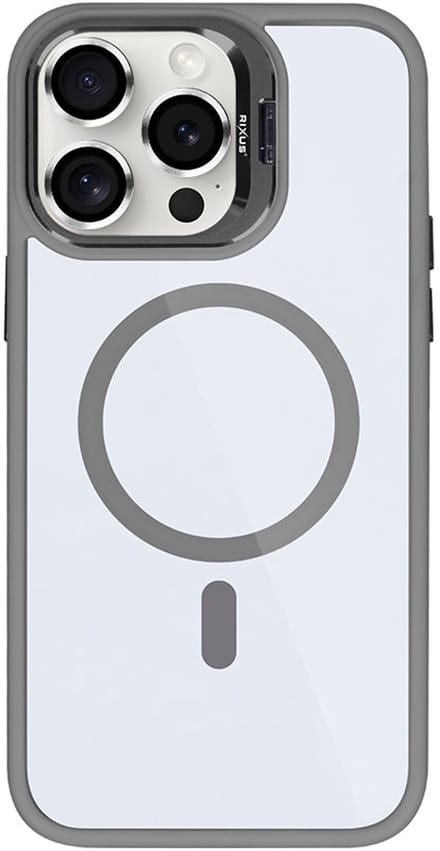 Rixus Classic 03 Case With MagSafe For Apple iPhone 15 Pro Max Titanium Grey