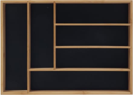Bestekbak - bamboe - 6 vakken - 5x35,5x25,5 cm - natuur-zwart