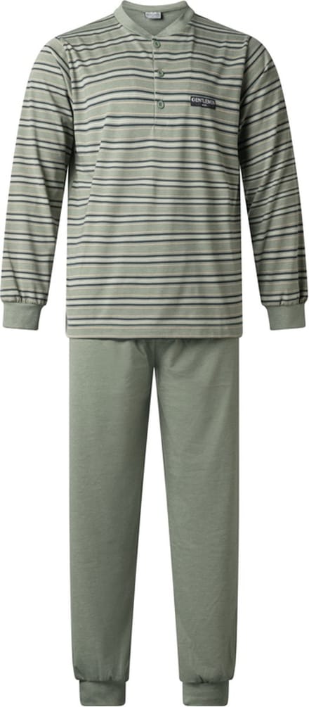 Gentlemen - heren pyjama 114237 - knoophals - groen - maat L