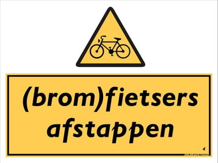 (brom)fietsers afstappen bord - Aluminium - 40 x 30 cm - Weerbestendig