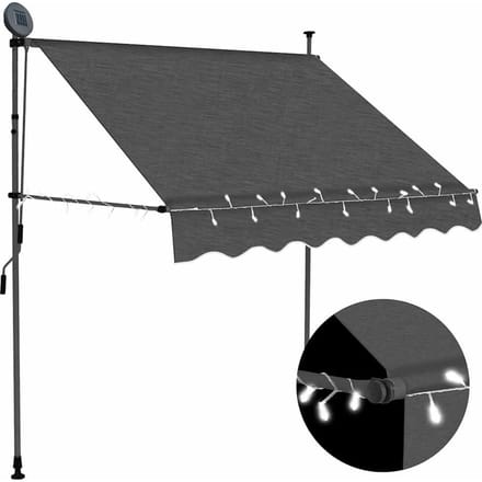 vidaXL - Luifel - handmatig - uitschuifbaar - met - LED - 200 - cm - antracietkleurig