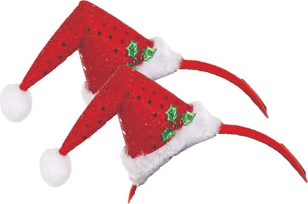 Henbrandt kerst diadeems/haarbanden - 2x st- met kerstmuts - 21 cm