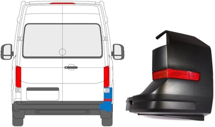 Hoek achterbumper + reflectorlamp voor MAN TGE 2016- / Rechts