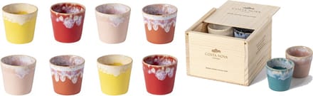 Costa Nova grespresso serie set van 8 lungo kopjes in houten gift box 210 ML - Sunshine