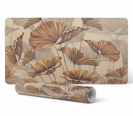 Antislip beschermmat voor op het bureau met sepia bloemenpatroon 90x45 cm