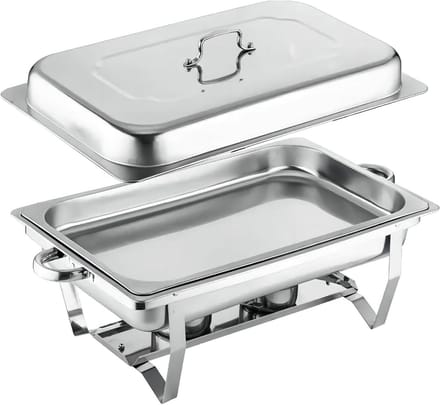 Chafing Dish Buffet Set - Warmhoudbak Buffet - Eten Warm Houden - Opvouwbaar Frame - 11 Liter - Zilver