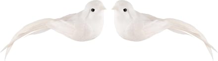 Dekoratief | Clip m/vogeltje, wit, PVC, 14x4x5cm, set van 2 stuks | A240189
