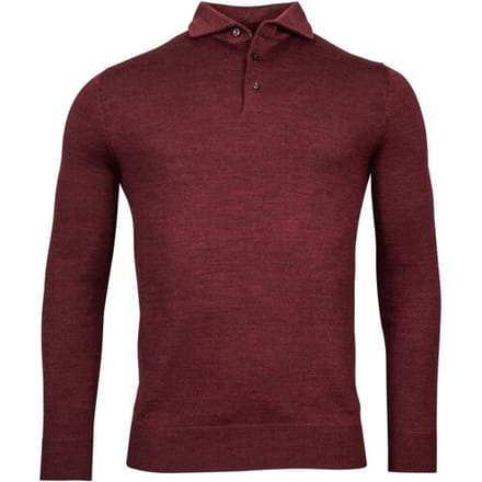 Baileys Trui Merino Blend Pullover Polo Collar Buttons Single Knit Bordeaux / male