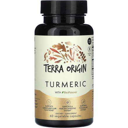 Terra Origin, Contient du Curcuma BioPerine, 60 Capsules Végétales