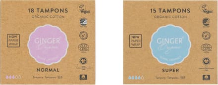 Ginger Organic - Tampons - Normaal + Super - Biologisch - Comfortabel - Allergievrij