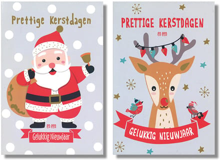 MGPcards - 10 Luxe dubbele wenskaarten - Kerstkaarten / Nieuwjaar - Witte envelop - 11.5 x 17 cm - 2 Motieven per doosje