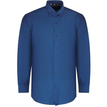 Aquascutum Heren Textuur Langsleeve Overhemd (Donkerblauw)