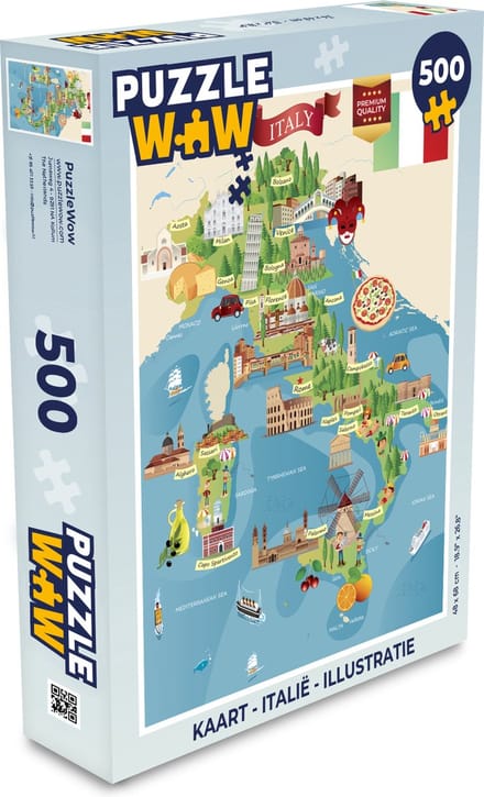 Puzzel Kaart - Italië - Illustratie - Legpuzzel - Puzzel 500 stukjes