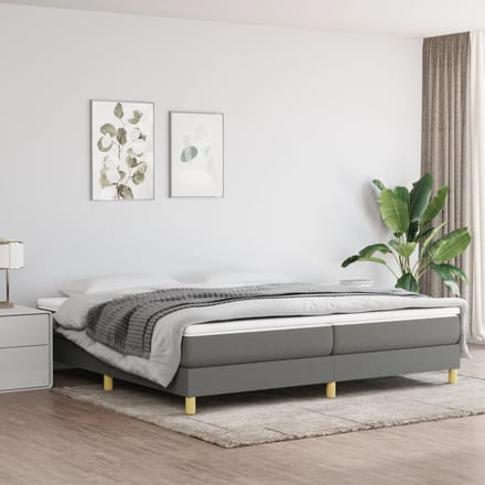 vidaXL - Boxspring - bed - stof - donkergrijs - 200x200 - cm