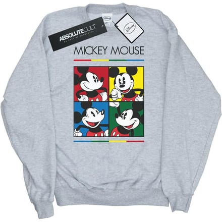 Disney Dames/Dames Mickey Mouse Vierkant Kleurensweatshirt (Sportgrijs)