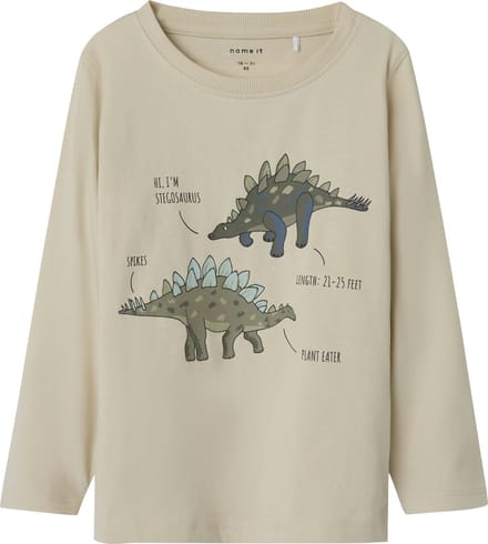 Name It - T-shirt - Longsleeve - Dino - Sand - Maat 92