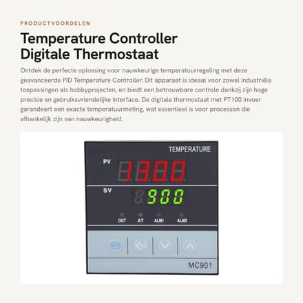 Dailygoods- Temperatuurregelaar Hoge Precisie - Digitale Thermostaat - Temperatuurmeter - PT100 Input - Relais SSR Output - Compact Ontwerp