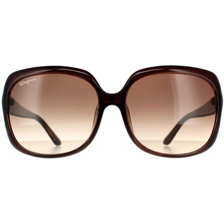 Salvatore Ferragamo Rechthoekige Dames Bruine Gradient Zonnebril