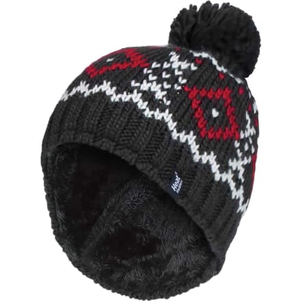 Heat Holders - Beanie Pom Pom-muts voor heren - Houtskool / Rood