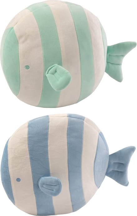 J-Line decoratie Vis Gestreept - polyresin - blauw/muntgroen - set van 2