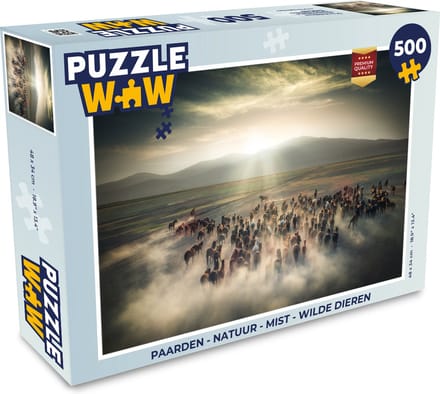 Puzzel Paarden - Natuur - Mist - Wilde dieren - Legpuzzel - Puzzel 500 stukjes