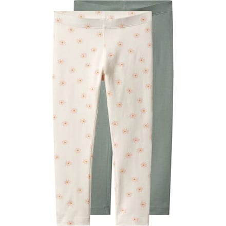 LUPILU Set van 2 kinder leggings (Wit/groen, 122/128)