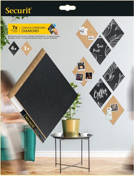 Securit® Diamond-krijt- en kurkborden voor aan de muur