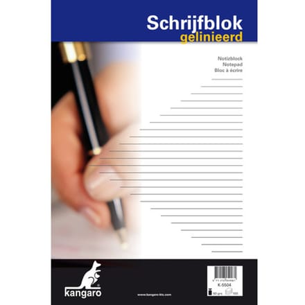 Kangaro schrijfblok - A4 - lijn - 60 grams - wit