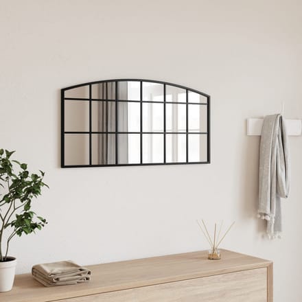 vidaXL - Wandspiegel - boog - 80x40 - cm - ijzer - zwart