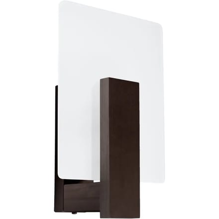 Wandlamp LAPPO met houten frame en kap van matglas - Sollux Lighting - IP20 - Wenge hout/glas behuizing - 16 x 12 x 30.5 cm - 1 x E14 LED, exclusief lichtbron - Max. 10 W - Scandinavische wandlamp voor woonkamer, slaapkamer en eetkamer