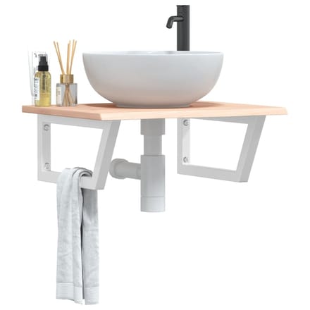 vidaXL - Badkamer - wandschap - staal - en - massief - eikenhout