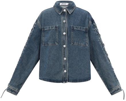 Dames jeansjack van geweven katoen - casual jack met sluiting en comfortabele pasvorm