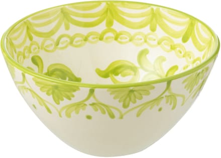 J-Line kom Granada High - keramiek - wit/groen - medium - Ø 22 cm